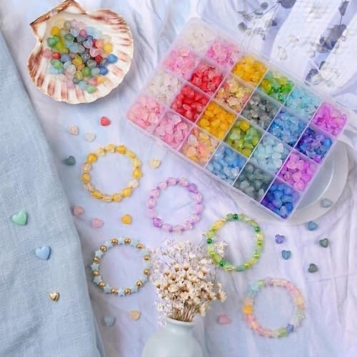Image of PATPAT Charm Beads for Bracelet Making Kit with Charms, Assorted Spacer Beads Jewellery for Making, Bracelet Making Set for Girls, Color Star Heart Cute Bead Women Girls DIY Phone Charm Craft -1 Pack