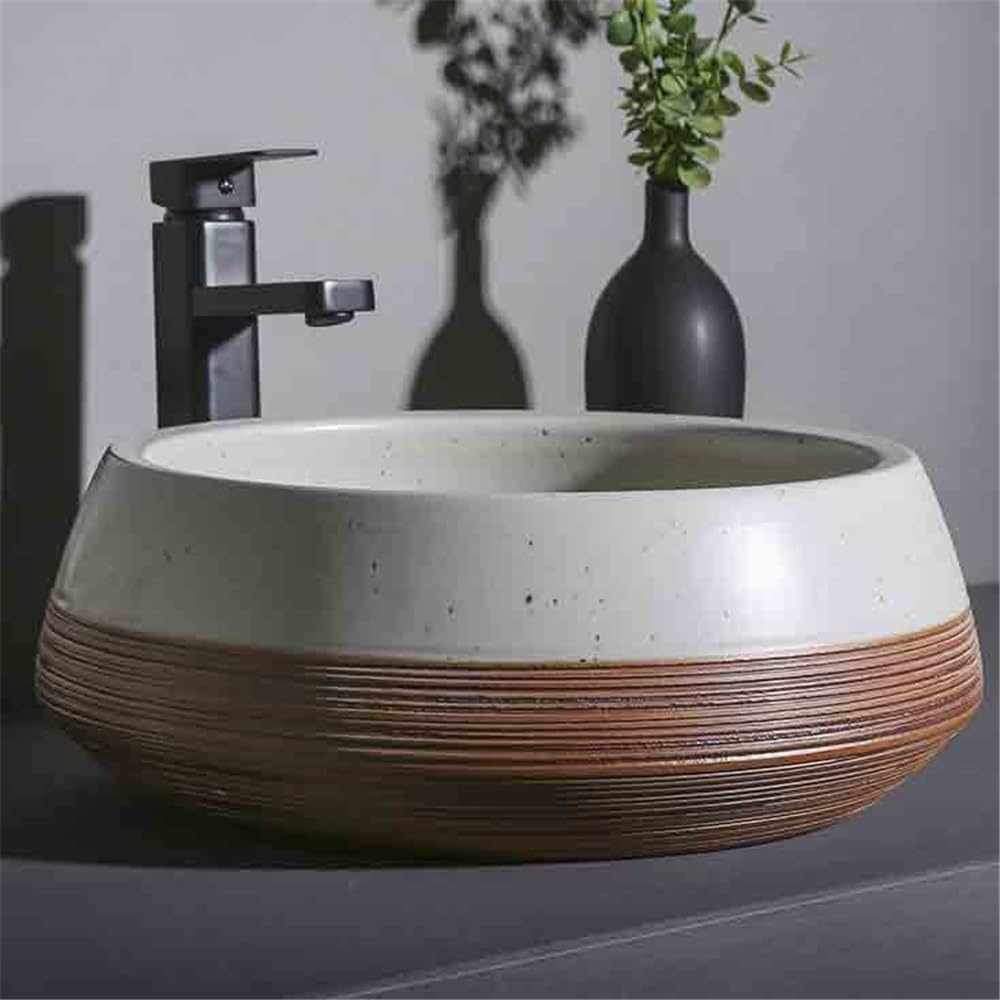 Umywalka łazienkowa Prostokątna umywalka nablatowa z akcesoriami, ceramiczna umywalka balkonowa retro nowoczesny blat