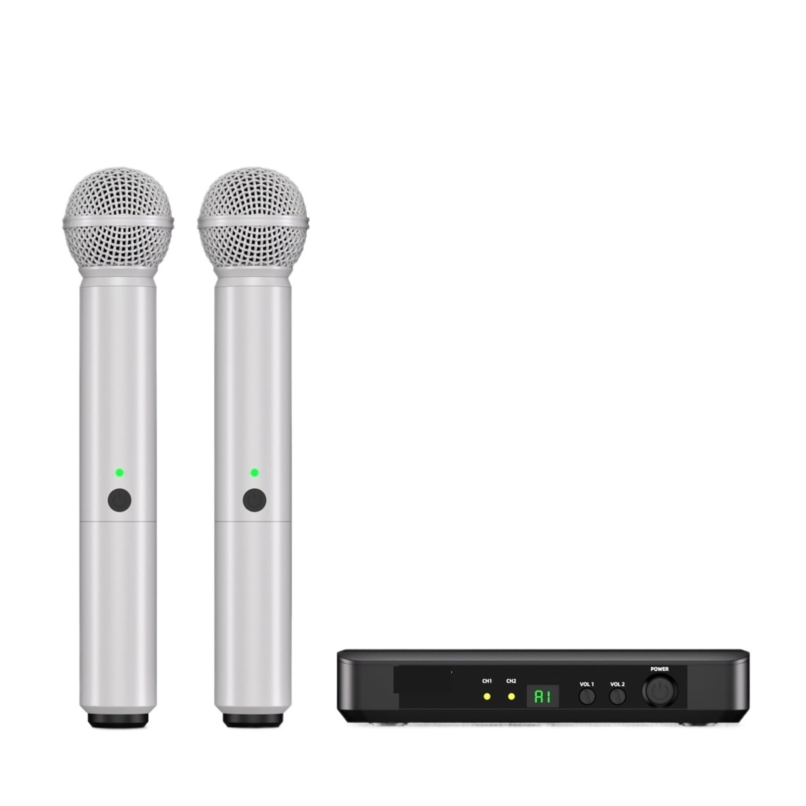 Microfono Wireless Professionale Con Frequenza UHF Regolabile For Karaoke, In Metallo, For Spettacoli Di Feste, Insegnamento Nozze Riproduzione Chiara Del Suono(White)