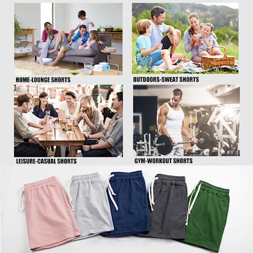 Casey Kevin Men's Sweat Cotton Shorts 5 Inch Shorts with Zipper Pockets Athletic Workout Short,New - Image 6