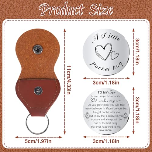 Pocket Hug Token Gifts for Women Men Inspirational Gift Leather Keychain Long Distance Gifts for Friends Family2