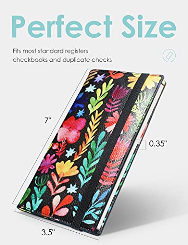 Image of Zreal Checkbook Cover for Men & Women(2021 New Version), Premium Vegan Leather Checkbook Holder Slim Wallets for Top & Side Tear Duplicate Checks with RFID Blocking (Flower)