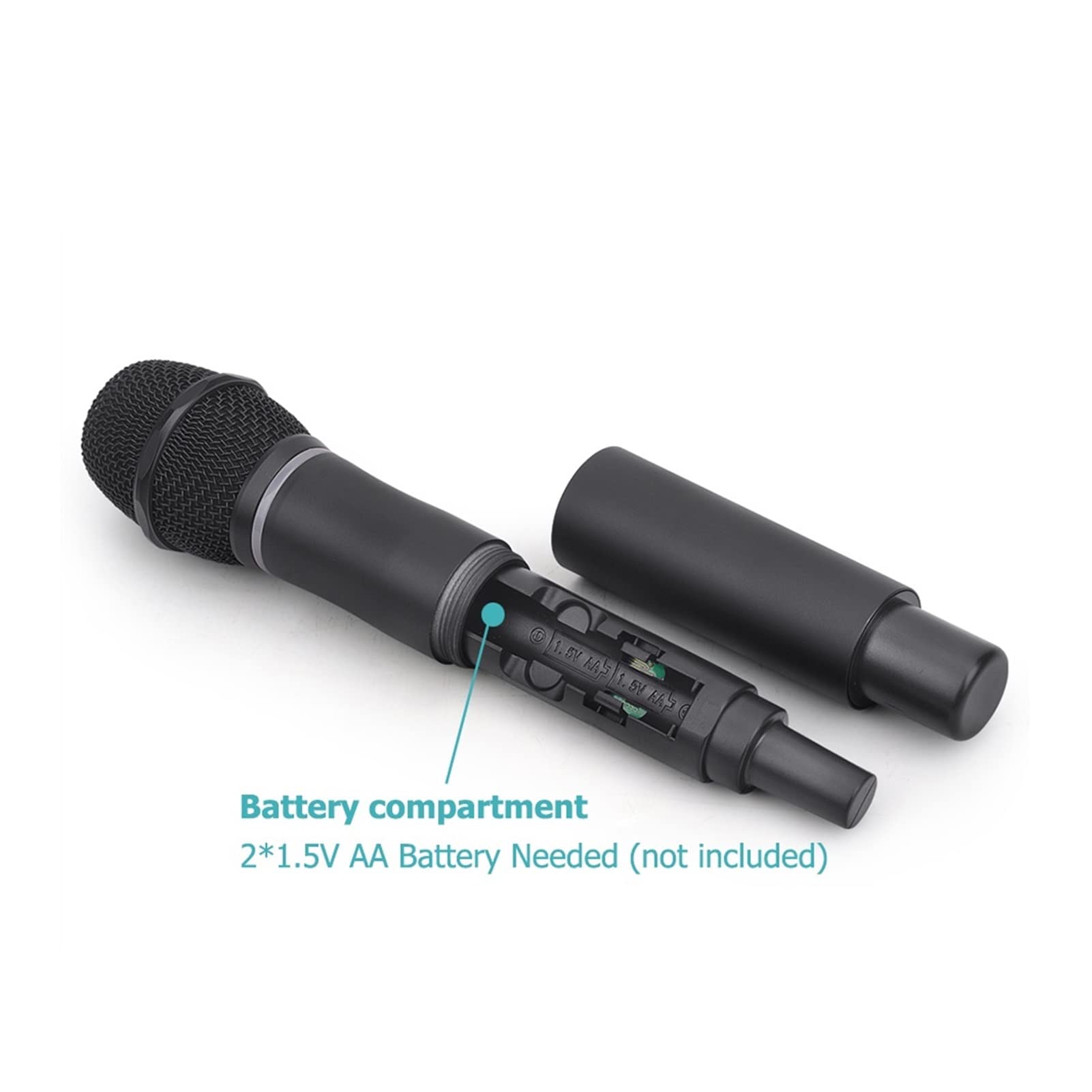 CLEIDE Mixer Audio, Frequenza Fissa Uhf di Microfono Wireless a Doppio Canale Mic HARKHELD Metallo Professione for Parte CHRUCHE Facile da Usare e Controllare, Compatibile con PC
