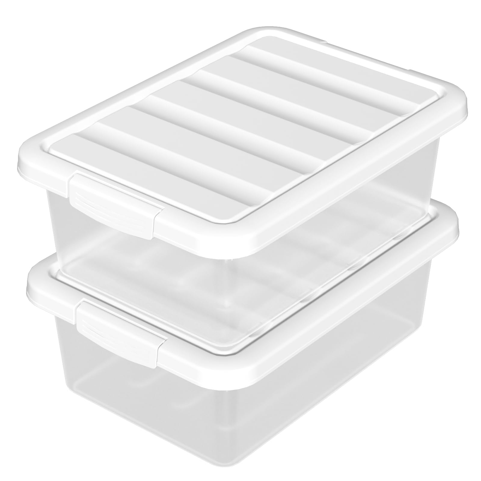 Ucake White 14 L Plastic Storage Box With Lids, Clear Plastic Box With Lid, 2 Packs