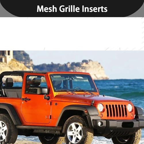 Protector de parrilla con clip para Jeep Wrangler JK JKU: kit de 7 rejillas de malla antiescombros 6