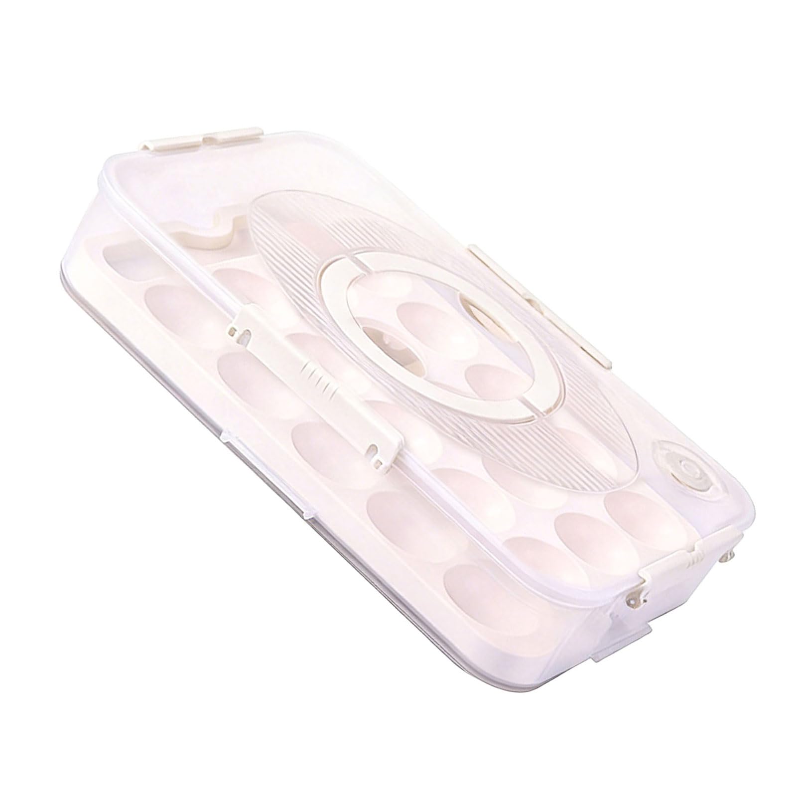Whoasyst Stackable Refrigerator Eggs Organizers with Handles and Latches Keep Secure During Travel Tray with Lid Storage Container