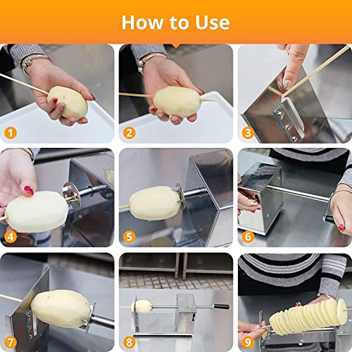 Image of Shoppers Hub PNQ Stainless Steel Heavy Duty Manual Cutting Potato Spiral Cutter Machine Twister Curly French Fry Tornado Slicer for Ideal Use in Cafes, Hotels, Restaurants and Other Commercial Places