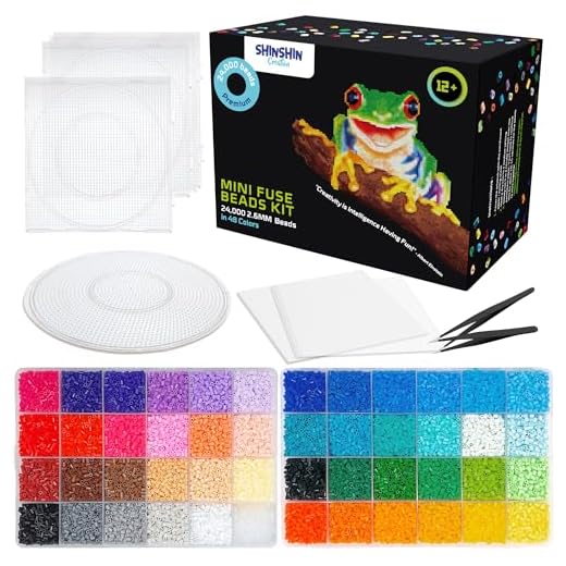 24,000 Mini Fuse Beads kit 2.6mm, 48 Colors 5 Pegboards 2 Tweezers Mini Perler Beads Kit Compatible Hama Beads Melty Mini Beads Melting Beads Iron Beads Craft Beads Bulk Beados kit Storage