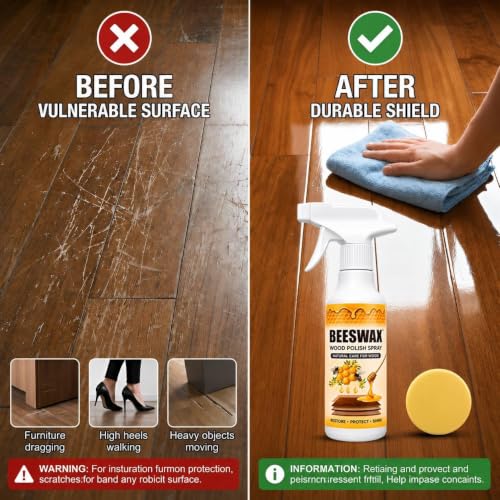 Image of Beeswax Furniture Polish Spray | Natural Wood Polish & Cleaner | Restores Shine & Protects Wooden Furniture, Tables, Chairs, Doors, Cabinets & Wood Surfaces (PACK OF 1)