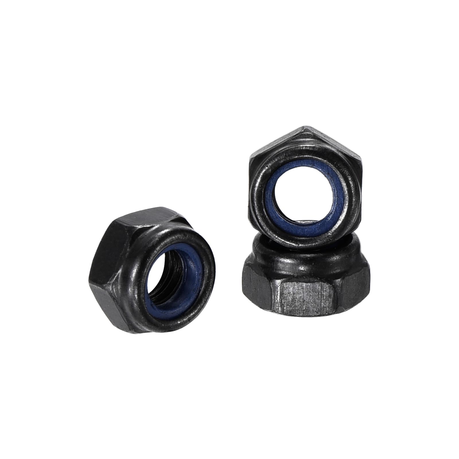 Kozelo 100Pcs Nylon Locking Hex Nuts - [M5-0.8], Carbon Steel Hardware Nuts, Black, for Automotive, Aerospace, Industrial Applications Use — image 1