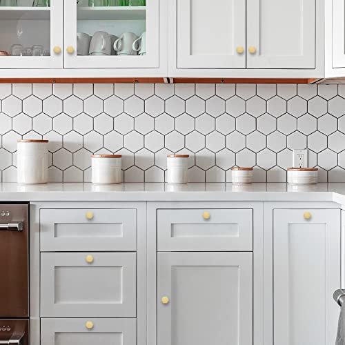 Home Expert Gold Cabinet Knobs 10 Pack Solid Kitchen Cabinet Knobs Hexagon 1.1'' Brushed Gold Knobs For Kitchen Cabinets And Drawers Dresser Knobs #TOP7