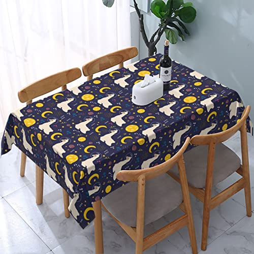 Alpaca Table Cloth Waterproof Rectangle Tablecloth Washable Space Party Table Cover 54X 72 Inch For Celebration Holiday Camping Picnic #TOP11