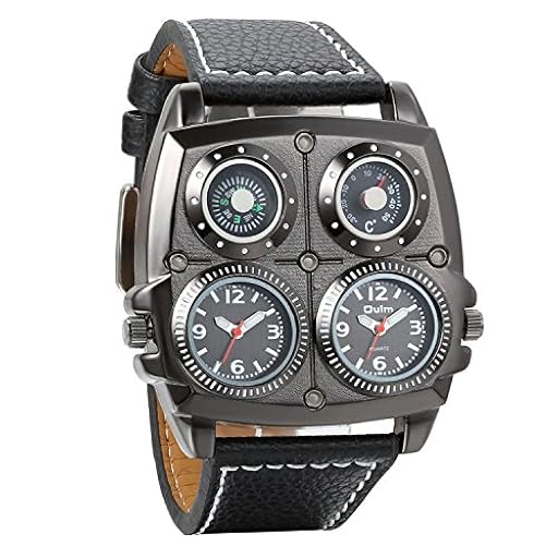 Avaner Reloj de Pulsera Grande Punky Militar Deportivo para Hombres, Brújula y Termómetro Decorativos Ancha Correa de Cuero Negro, Friki Reloj de Piloto 2 Zona de Horarios, Regalos dia del padre origi | Ya disponible en tu tienda friki favorita! En mundofriki.es!
