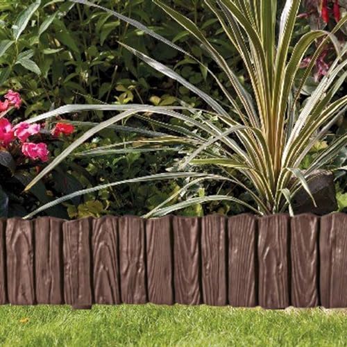 AP Supplies Lawn Edging Border Set - provides a clear separation between grass, flower beds, pathways, and other landscape features. (Wood, Brown)