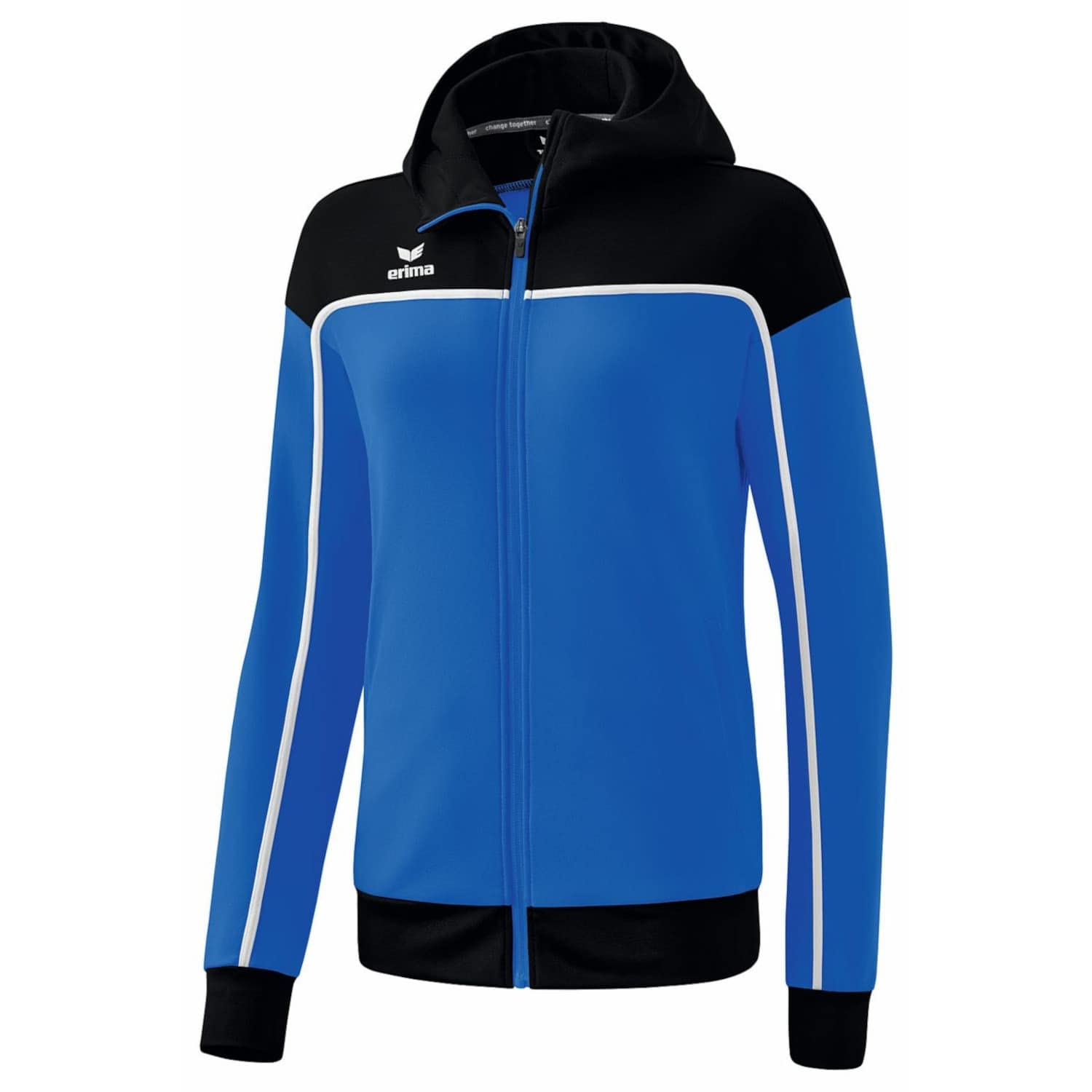 Erima Women's Change Training Jacket with Hood, New Royal/Black/White, 38