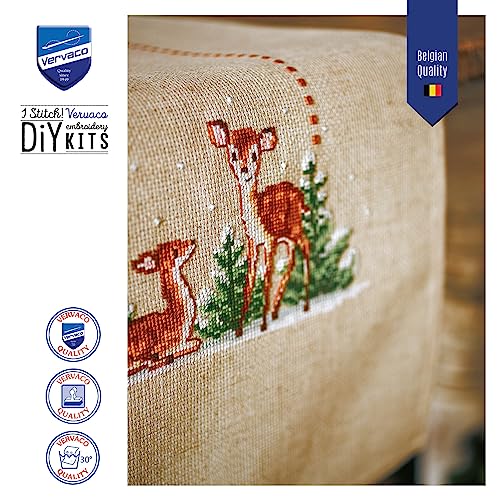 Chemin de table cerf point de croix kit complet pour vaincre l'ennui