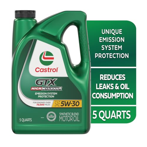Image of Castrol GTX High Mileage 5W-30 Synthetic Blend Motor Oil, 5 Quarts