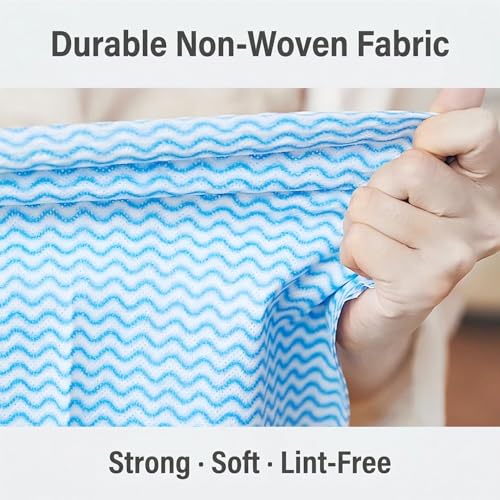 Image of Handi Wipes Reusable Cloth Disposable Cleaning Cloth Kitchen Dish Cloth Dish Towels Dry Blue Washable Wipes Kitchen Dish Rolls, Total Pack Of 200, Red