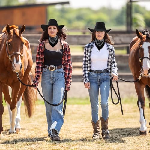 Image of Coume 15 Set Western Cowboy Hat Costume Accessories Paisley Bandanna Cowgirl Hats Bulk for Adult Women Men Dress Party