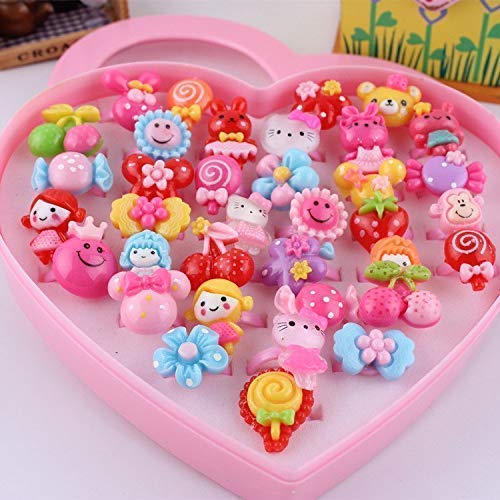 Adjustable Hand Finger Ring In Heart Shape Box - Pack Of 36