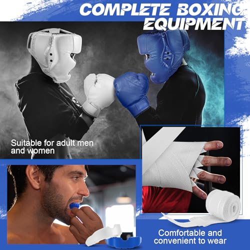 Image of Kanayu 14 Pcs Boxing Gloves and Headgear Set for Beginners Youth 16 Ounce Boxing Gloves Headgear Helmet Hand Wraps Mouth Guards Equipment for Beginners Training Equipment Gifts
