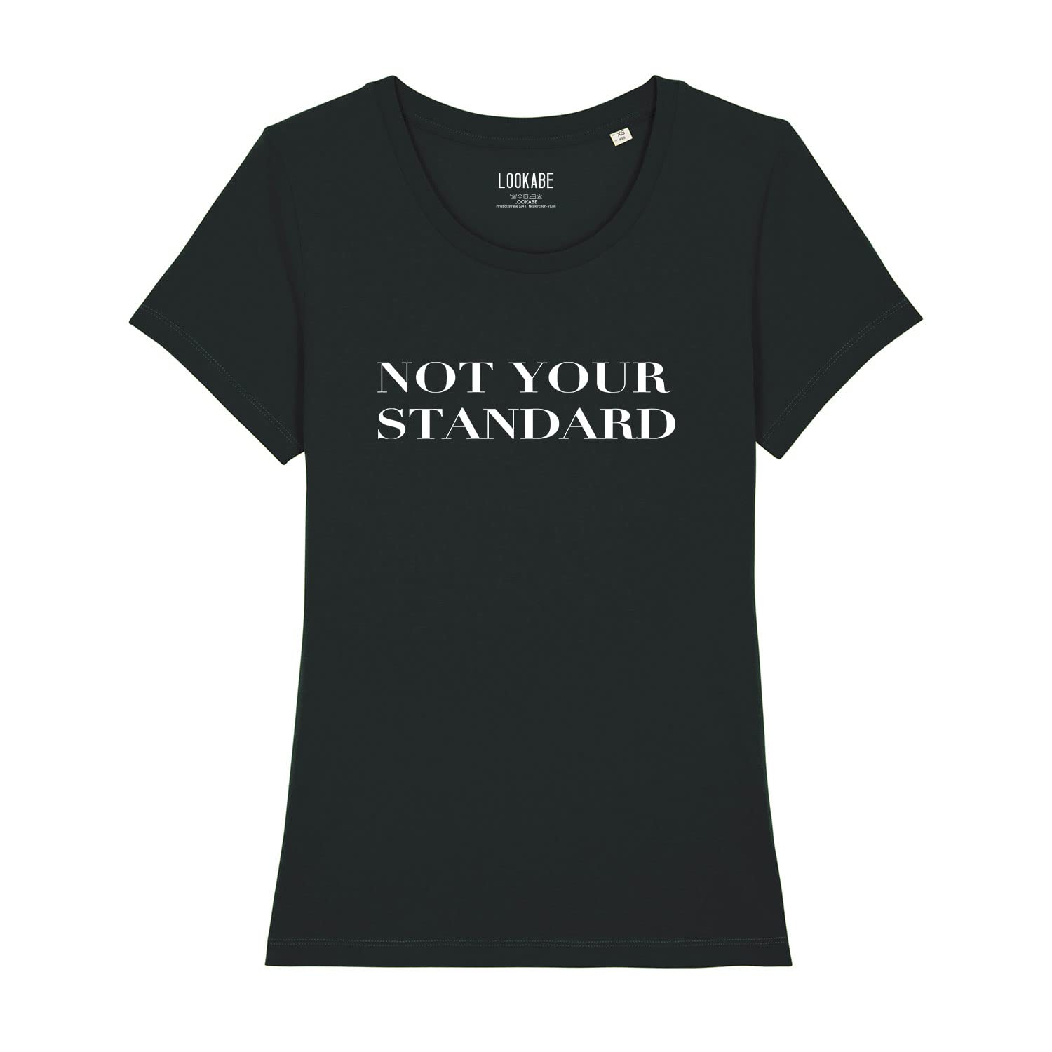 Damski T-Shirt Expresser - Not Your Standard - Sportowy styl Street-Style Basic T-Shirt z bawełny organicznej na wiosnę i lato, czarny, S