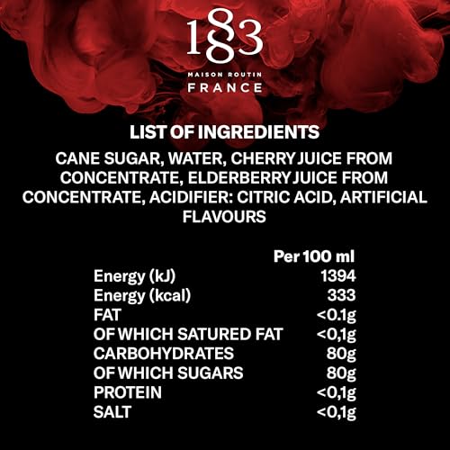 Image of 1883 Cherry Syrup for Drinks, Made in France, 1 Liter Glass Bottle