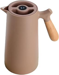 Termiczny dzbanek na karafkę do kawy, inteligentny wskaźnik temperatury, wnętrze termiczne izolowane piersiówki, gorąca herbata kawa, do kuchni biura hotelu (brązowy, 1 l)