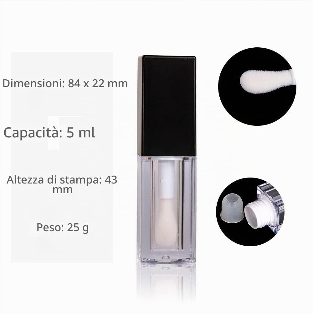 COSIDEA 24 pezzi 5ml Tubi vuoti quadrati rosa per lucidalabbra all, bianco