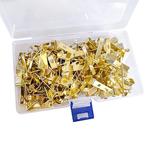 Image of 120 Pcs Metal Picture Hangers with Nails Heavy Duty Picture Hanging Hooks Hardware Picture Hanging Kits On Wood /Drywalls