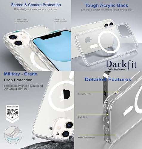 Image of DARKFIT Back Cover Case for Compatible with iPhone 12 Pro | Magnetic Cover TPU Ultra Hybrid Camera Bump Protection | Compatible with Wireless Charging | Designed for iPhone |