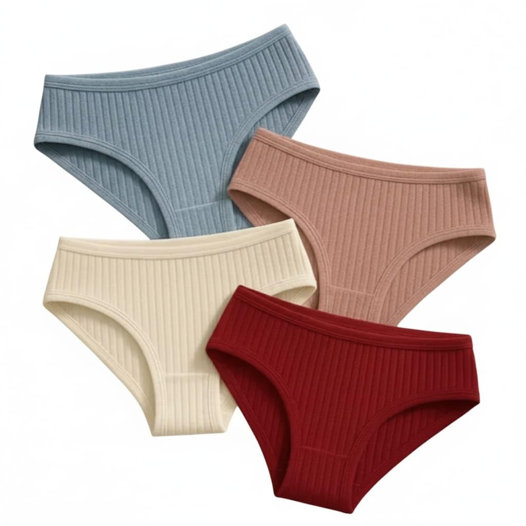 Cotton Fabric Rib Panty,Multicolor Pack of 4,STREPDED ON Fabrics.-image-47