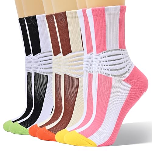 Image of IRAMY Compression Ankle Support Socks Women - Wicking, Cushioned Athletic, Plantar Fasciitis Relief 2 /3 /6 Pairs