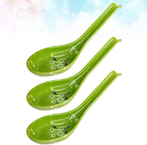 Miniatura 9 de BESTonZON 3 cucharas de sopa asiáticas de melamina cuchara de sopa china cuchara de sopa cuchara de fideos Ramen cucharas para el hogar cocina verde
