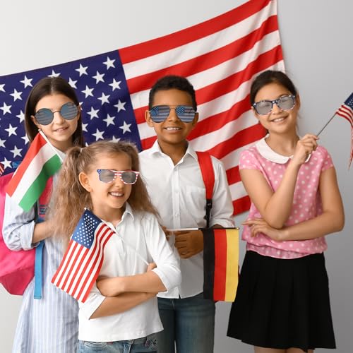 4th of July Sunglasses for Women Men 4 Pairs American Flag Glasses, Fourth of July USA Tops Accessories, Outfits Independence Day Patriotic Decoration3