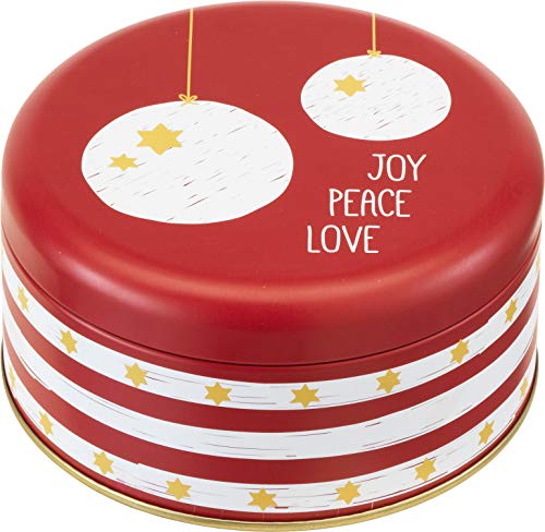 TEXTIMO - Tarro redondo para galletas (11,5 x 6 cm), diseño de Navidad, color rojo y blanco