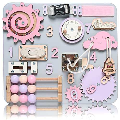 Image of Busy Board for Toddlers, Sensory Game, Montessori Board for Kids, Activity Toy for Toddlers, Develop Fine Motor Skills, Educational Learning Toy, Learning Wooden Travel Toy, Doors and Locks