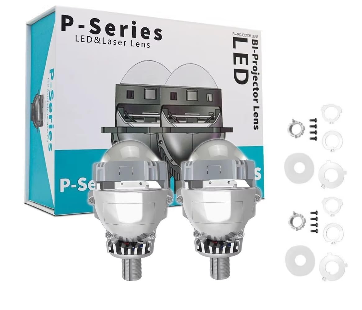 2 Projecteurs Bi-LED Effet Laser 12V 40W 2.5 Pouces 7000lm Conversion de Phares Feux de Route Feux de Croisement Faisceau Phares H4/H7/HB3 (9005)/HB4 (9006) Lentilles de Projecteur