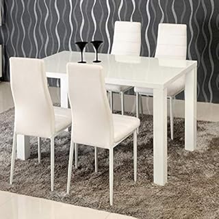 TUKAILAi Modern White High Gloss Dining Table Breakfast Kitchen Dining Room Furniture 120x80x76cm Suitable for 4-6 People