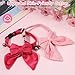 Hadnves 2 Pcs Small Cats Collar Cat Collar Breakaway with Bells Bow Cute Kitten Bowtie Collars Adjustable Safety Buckle Pet Collars for Puppy Kittens Girl Cats, Pink and Rose Red