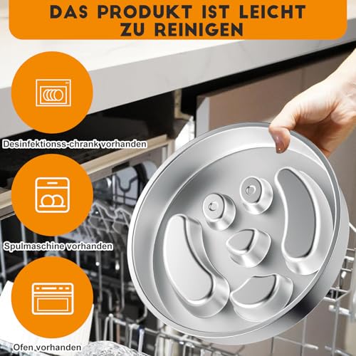 Antischlingnapf Hunde Edelstahl - Anti Schling Napf Hund Ø22cm Slow Feeder aus 304 Edelstahl, Metall Schlecknapf für Schnelle Esser, Spülmaschinengeeignet & Langlebig, für mittelgroßer Hund