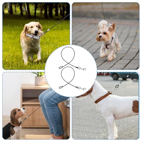 JJUNW 2 Stück Hausleine für Hunde, Hundeleine Chew Proof, Bissfeste Hundeleine Verlängerungsseil, Hundekette für Welpen Kleine Mittelgroße Große Hunde Joggen und Spazierengehen (67cm, Schwarz)