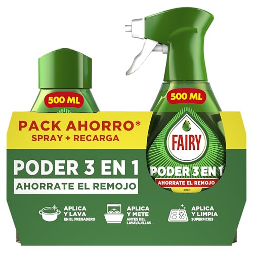 Fairy Poder Sin Remojo Limón Spray, Vajilla y Cocina, Antigrasa, 1000ml
