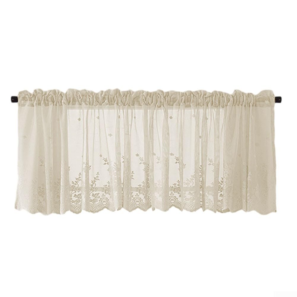Tulle Cafe Curtains, Beautiful Short Curtains Made Of Soft Material, Suitable For Enhancing Any Kitchen Or Bedroom Environment(Beige)