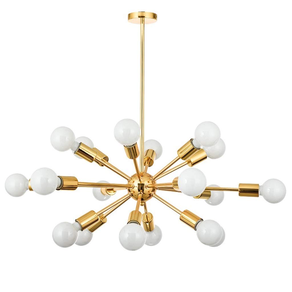 18 Light Sputnik Chandelier Fixtures Deeper Brass Semi Flush Mount Ceiling Modern Pendant Lighting Mid-Century Starburst Style Lantern Lamp For Kitchen Room Bedroom Dining
