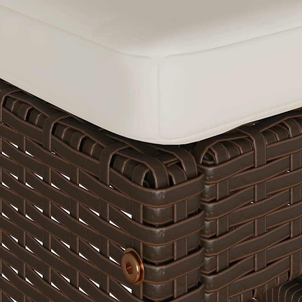 mtlskopal - Set di 2 sgabelli da giardino, in polyrattan, 40 x 40 x 76 cm, con cuscino bianco crema, telaio in acciaio, fino a 110 kg, per esterni, balcone, terrazza, giardino