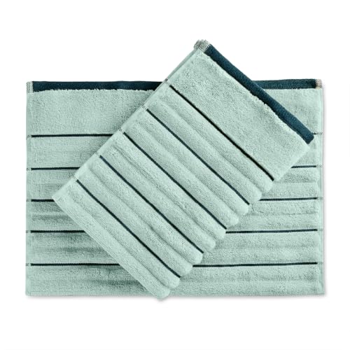 Image of Spaces Hand Towels | 100% Cotton | Highly Absorbent & Super Soft | High Loft Ribbed Texture | 2 Piece Hand Towel Set | 40 x 60 cm | Sea Green /Teal