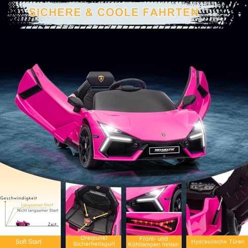 LALAHO Kinder Elektroauto 12V Kinderauto Lamborghini Elektrofahrzeuge mit Musikfunktion, für 3-6 Jahre Kinder – Bild 6