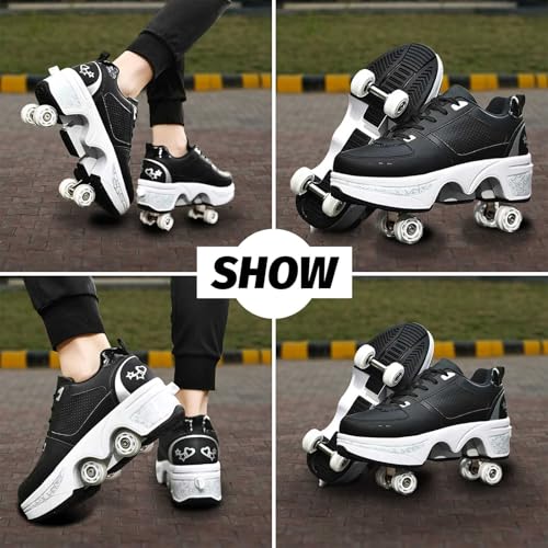 Roller Skate Shoes for Men, Double-Row Deform Wheel Automatic Walking Shoes, Retractable Roller Skate, Shoes with Wheels, Skating Shoes for Outdoor Fun & Fitness 5