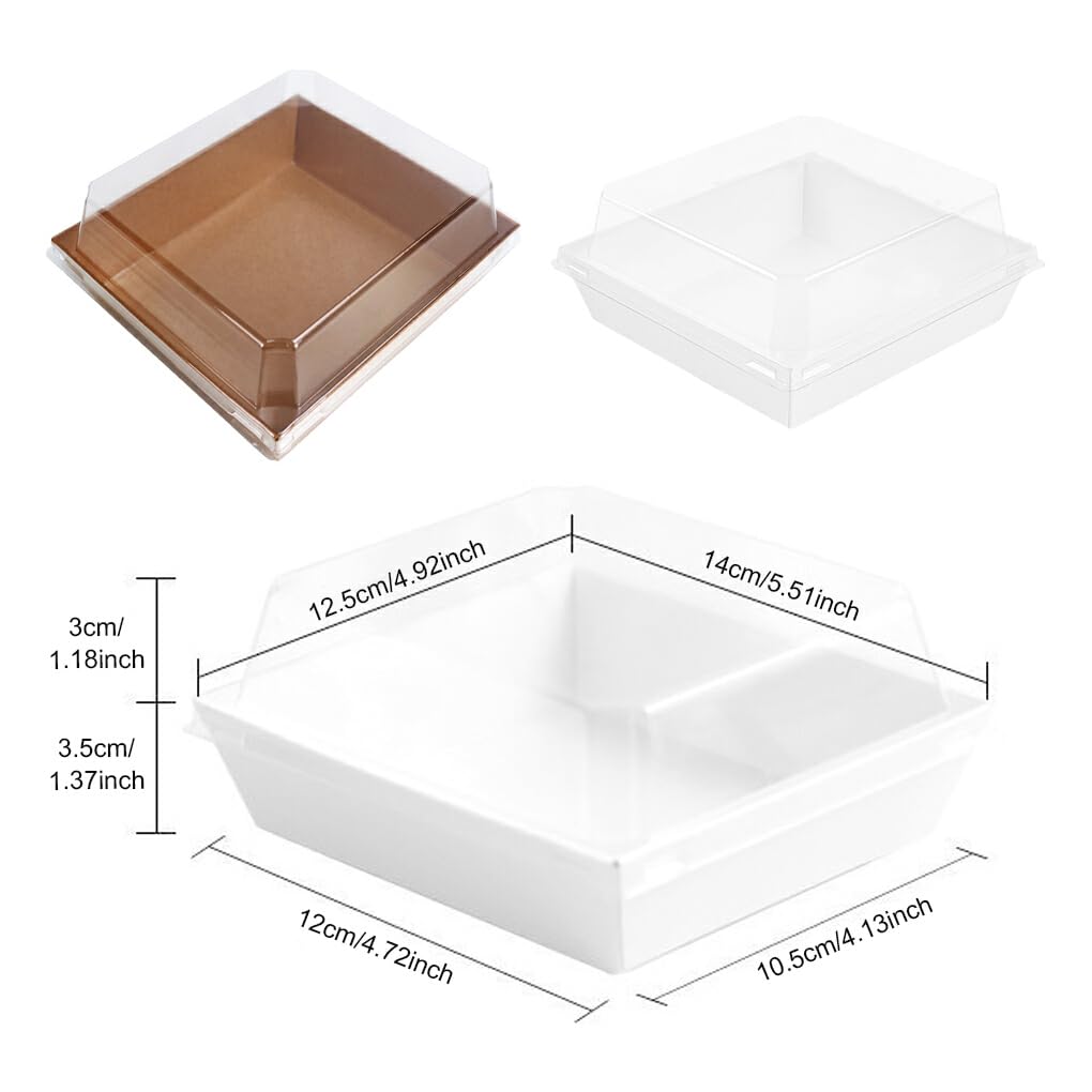 Cajas para cupcakes de 100 piezas con ventana, galletas, dulces, recipientes para repostería, organizador portátil de ensaladas y pasteles de un para el hogar, Blanco